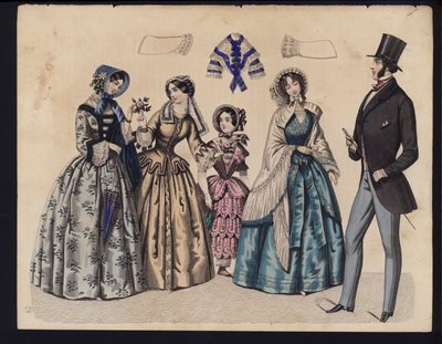 Planche de mode allemande, milieu du XIXe siècle - German School