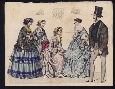 Planche de mode allemande, milieu du XIXe siècle - German School