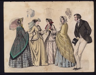 Planche de mode allemande, milieu du 19ème siècle - German School