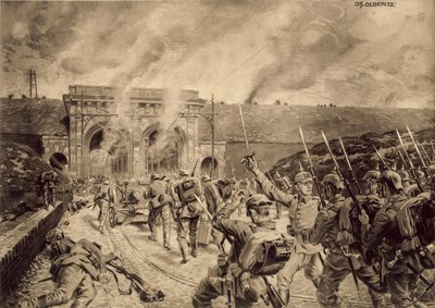 Troupes allemandes attaquant la Porte du Douai à Lille le 12 octobre 1914 - German School