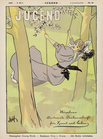 Fille sur une balançoire - German School