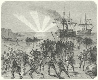 Giuseppe Garibaldi débarquant à Marsala, Sicile - German School