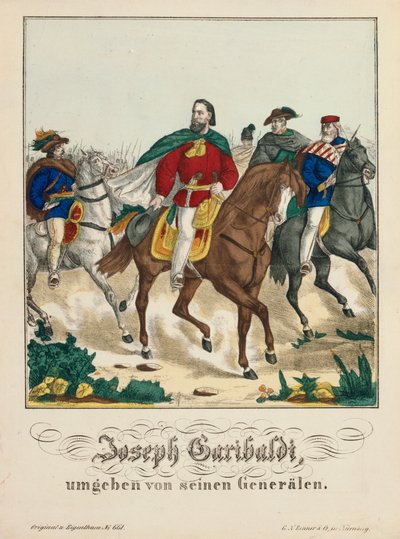 Giuseppe Garibaldi entouré de ses généraux - German School