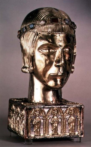 Tête dorée de Saint Eustache, vers 1210, Allemagne - German School