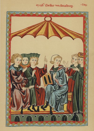 Gottfried von Strassburg, auteur médiéval allemand du roman courtois Tristan - German School