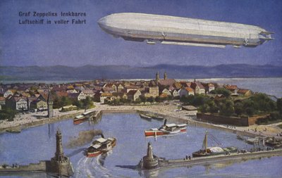 Dirigeable de Graf Ferdinand von Zeppelin en vol - German School