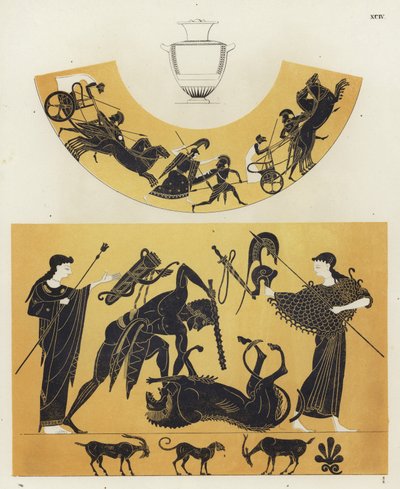 Guerrier grec et lion - German School