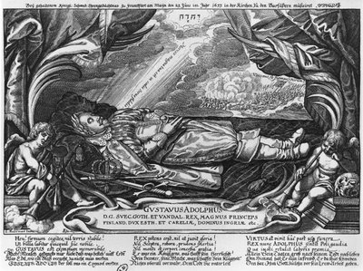 Gustave II Adolphe (1594-1632), roi de Suède, sur son lit de mort, 1633 - German School