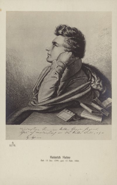 Heinrich Heine (1797-1856), poète allemand (lithographie) - German School