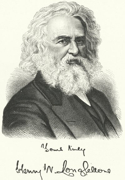 Henry Wadsworth Longfellow, poète et professeur américain (gravure) - German School