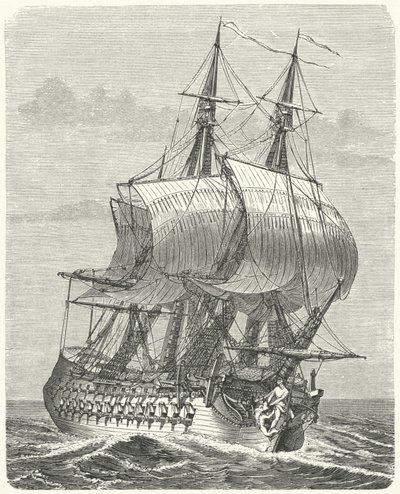 Hercule, frégate française de 58 canons (gravure) - German School