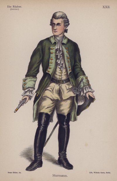 Hermann, de Die Räuber (Les Brigands) par Friedrich Schiller - German School