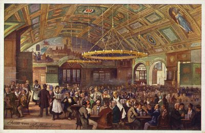 Hofbrauhaus, Munich (lithographie couleur) - German School