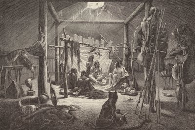 Hutte de chef indien nord-américain (gravure) - German School