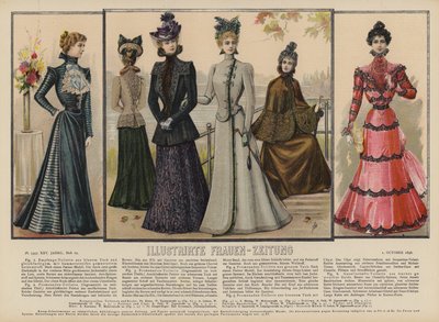 Illustration pour Illustrirte Frauen-Zeitung (lithographie en couleur) - German School