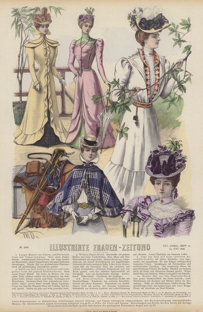 Illustration pour Illustrirte Frauen-Zeitung (lithographie en couleur) - German School