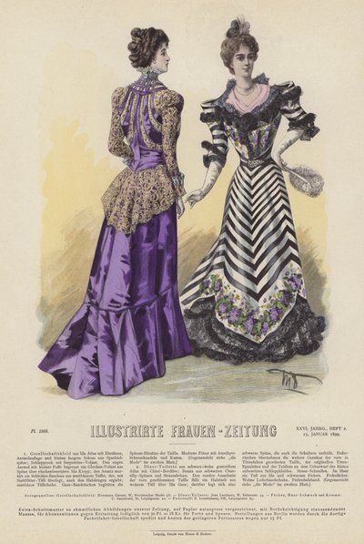 Illustration pour Illustrirte Frauen-Zeitung (lithographie en couleur) - German School