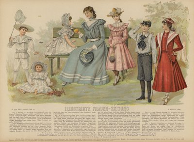 Illustration pour Illustrirte Frauen-Zeitung (lithographie en couleur) - German School