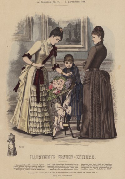 Illustration pour Illustrirte Frauen-Zeitung (lithographie en couleur) - German School