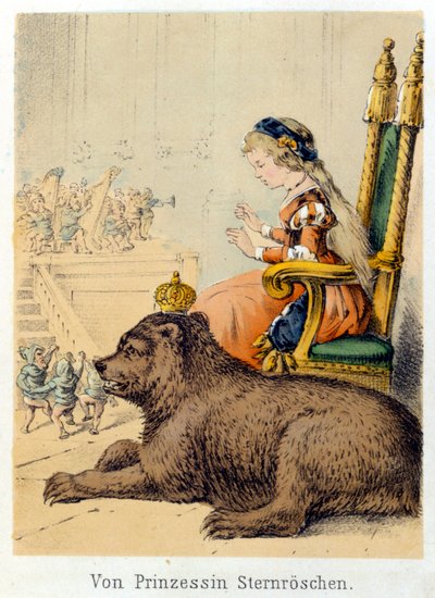 Illustration des contes de Franz Hoffmann "Contes et Fables - Von Prinzessin Sternröschen": une princesse à côté d