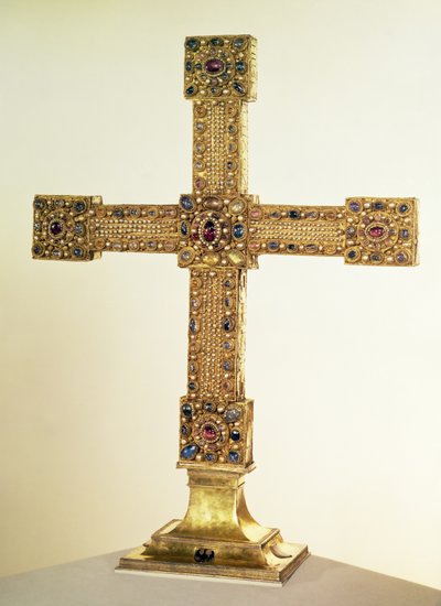 Croix impériale du Saint-Empire romain germanique en chêne recouverte de plaques d