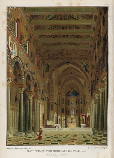 Intérieur, Cathédrale de Monreale, Palerme, Sicile, Italie - German School