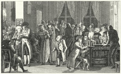 Intérieur du café Richter à Leipzig, vers 1800 (gravure) - German School