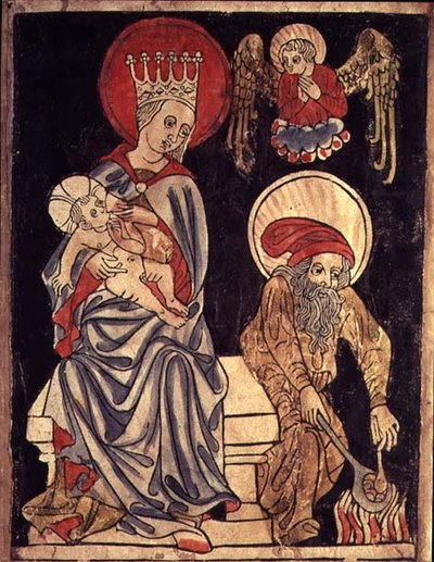 La Sainte Famille se reposant pendant la fuite en Égypte, vers 1410 - German School
