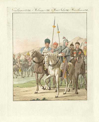 Cavalerie irrégulière légère russe (gravure en couleur) - German School