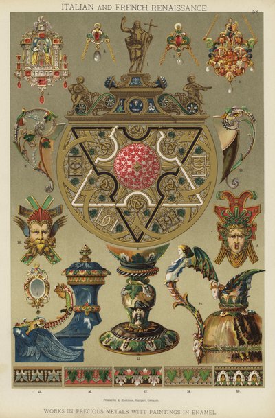 Renaissance italienne et française, Travaux en métaux précieux avec peintures en émail - German School