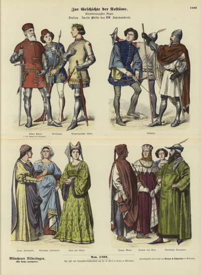 Costumes italiens, seconde moitié du 14ème siècle - German School