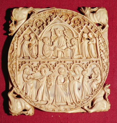 Boîtier de miroir en ivoire, vers 1360-70 - German School