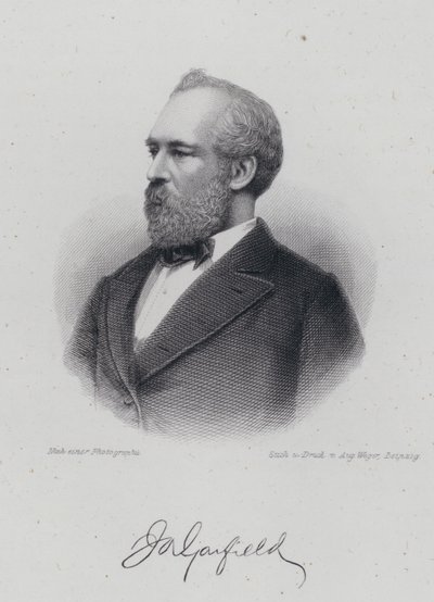 James A Garfield, homme politique américain et 20e président des États-Unis (gravure) - German School