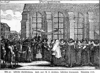 Procession de mariage juif par Georg Puschner tirée du Jüdisches Ceremoniel de Kirchner, 1726 - German School