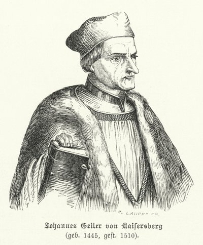 Johann Geiler von Kaisersberg, prêtre et théologien suisse (gravure) - German School
