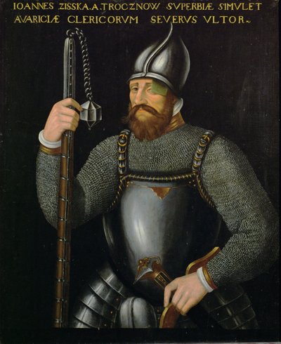 Johann Ziska von Trocnov, chef des Hussites et des Taborites de Bohême qui a remporté deux batailles contre les armées impériales en 1420 et 1422 ... - German School