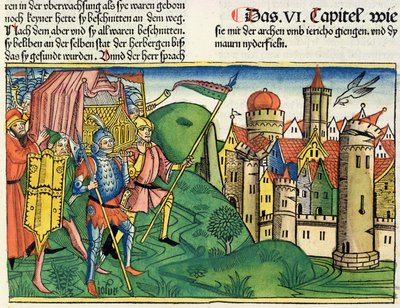 Josué 6:4-21 La Chute de Jéricho, de la Bible de Nuremberg (Biblia Sacra Germanaica) - German School