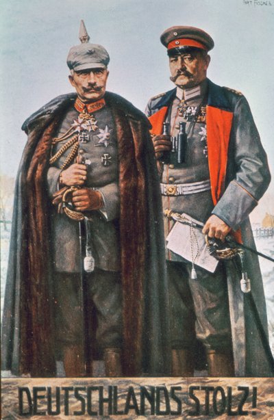 Kaiser Wilhelm II et le maréchal Hindenburg - German School
