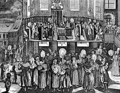 Kiddush Levana par Georg Puschner tirée du Jüdisches Ceremoniel de Kirchner, 1726 - German School