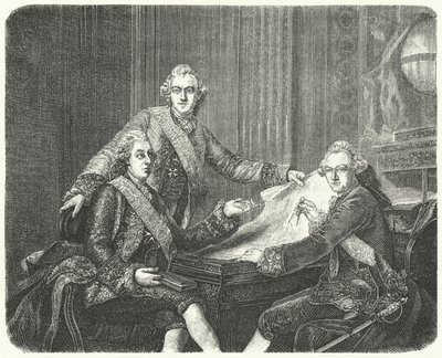 Le roi Gustave III de Suède en consultation avec ses frères Charles et Frédéric Adolphe (gravure) - German School