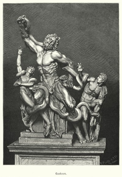 Laocoon et ses fils, sculpture grecque ou romaine antique excavée à Rome en 1506 - German School