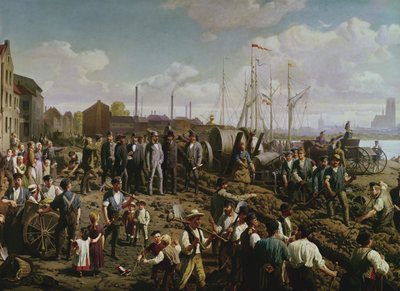 Pose du câble télégraphique entre Cologne et Berlin à la fin du 19ème siècle - German School