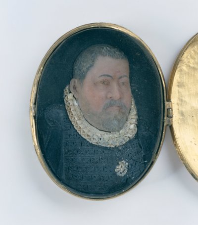 Médaillon contenant un portrait miniature en cire de Landgrave Wilhelm IV (détail) - German School