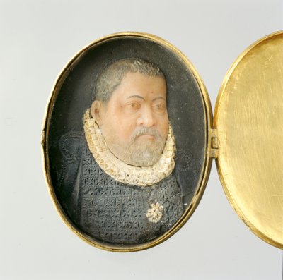 Médaillon contenant un portrait miniature en cire du Landgrave Guillaume IV - German School
