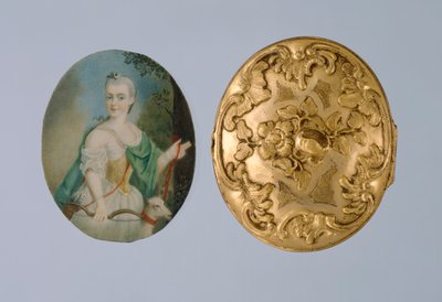Médaillon avec miniature de Wilhelmine en Diane, milieu du XVIIIe siècle - German School