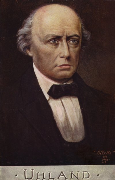 Ludwig Uhland (1787-1862), poète et philologue allemand (lithographie couleur) - German School