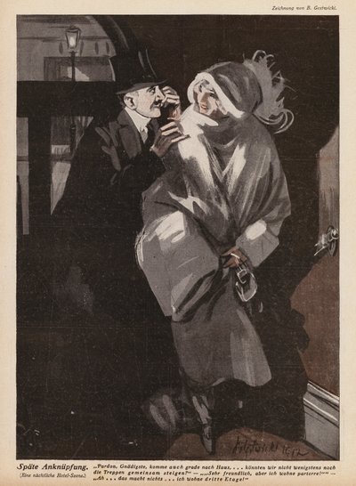 Homme faisant des avances à une jeune femme - German School