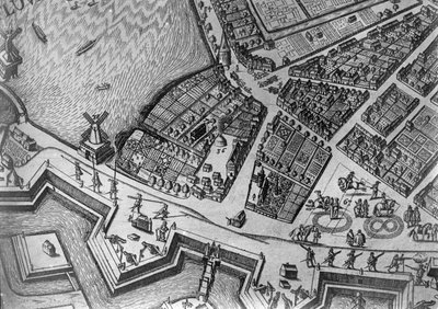 Carte de Hambourg montrant son premier Opéra, 1690 - German School