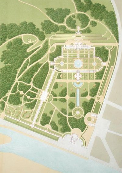 Carte de la maison et des jardins du roi Guillaume de Wurtemberg, publiée en 1860 - German School