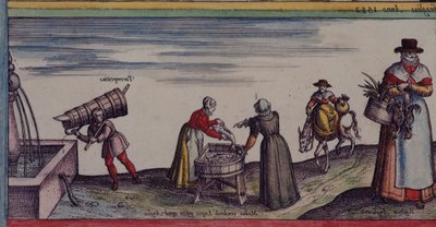 Femmes coupant du poisson, de 